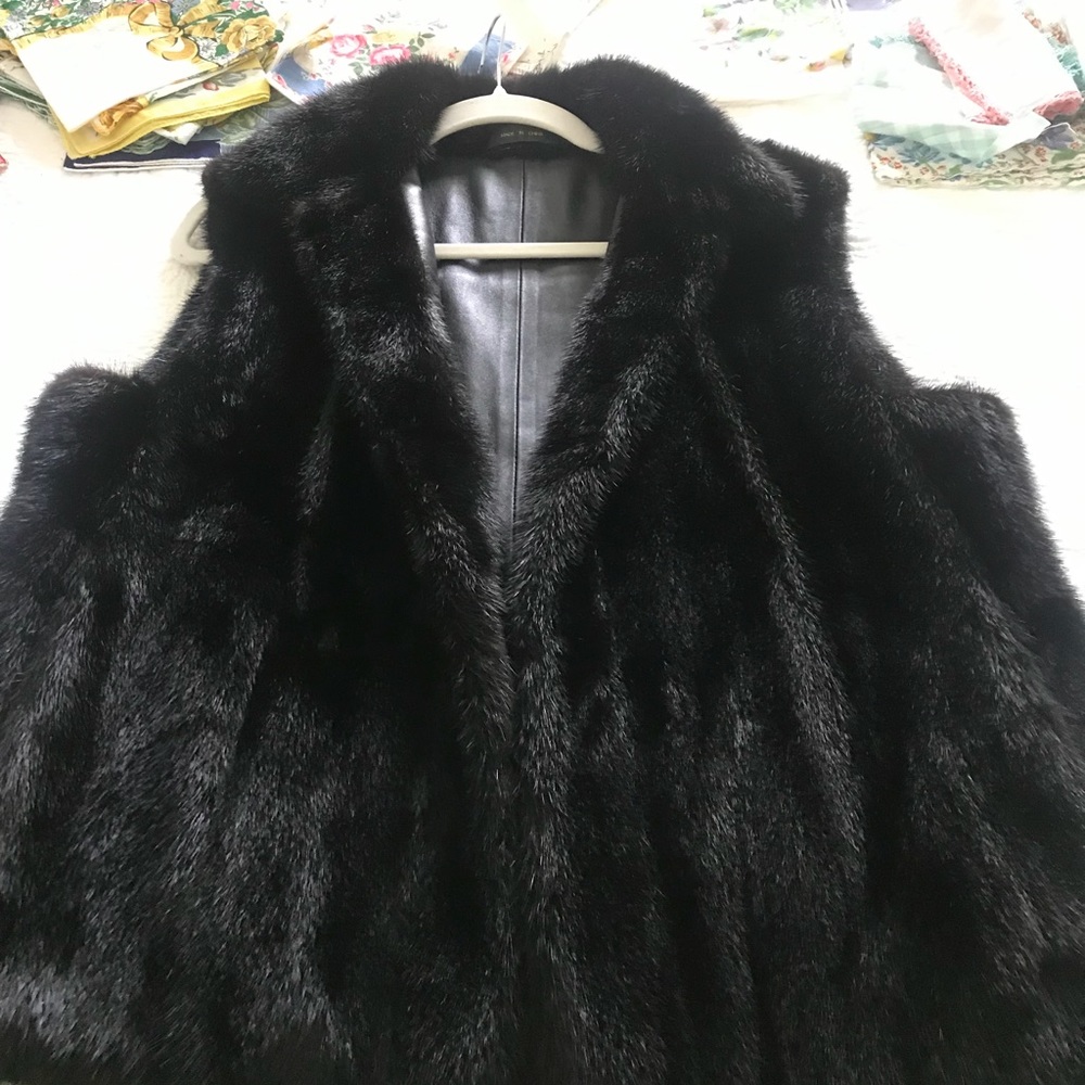 Black sable mink vest